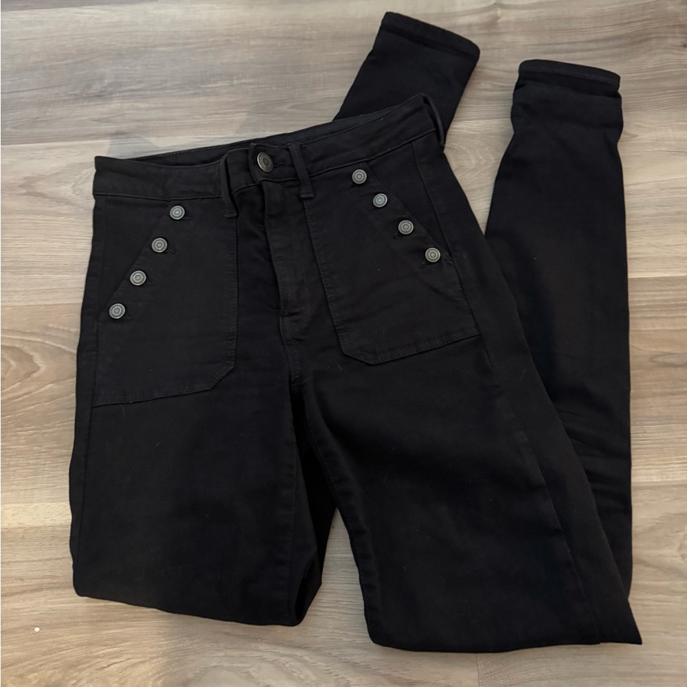 Black super high rise jeans